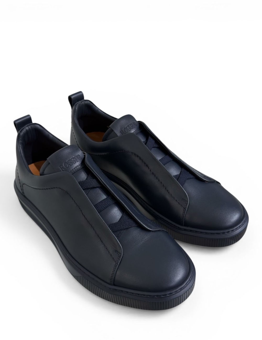 Sneakers POLO slip on in pelle blu