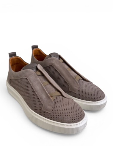 Sneakers FLORENCE slip on scamosciata traforata taiga