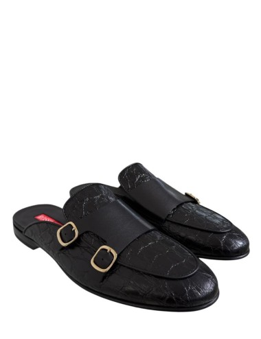 Ciabatta BABILAS in pelle cocco nero