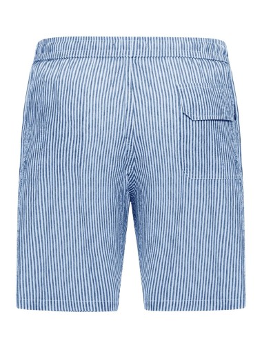 Costume da bagno a righe con coulisse blu