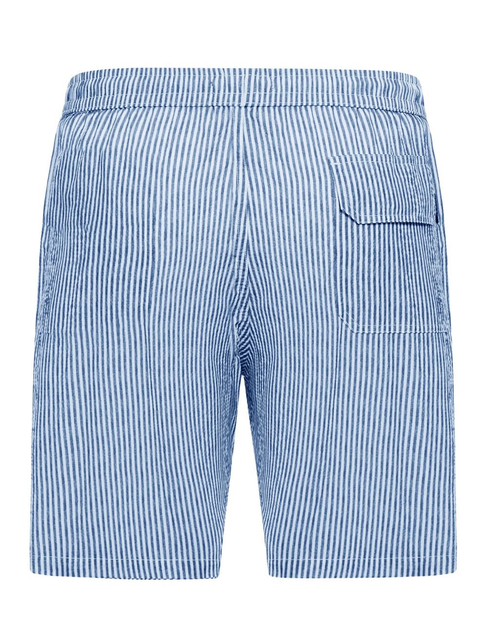 Costume da bagno a righe con coulisse blu