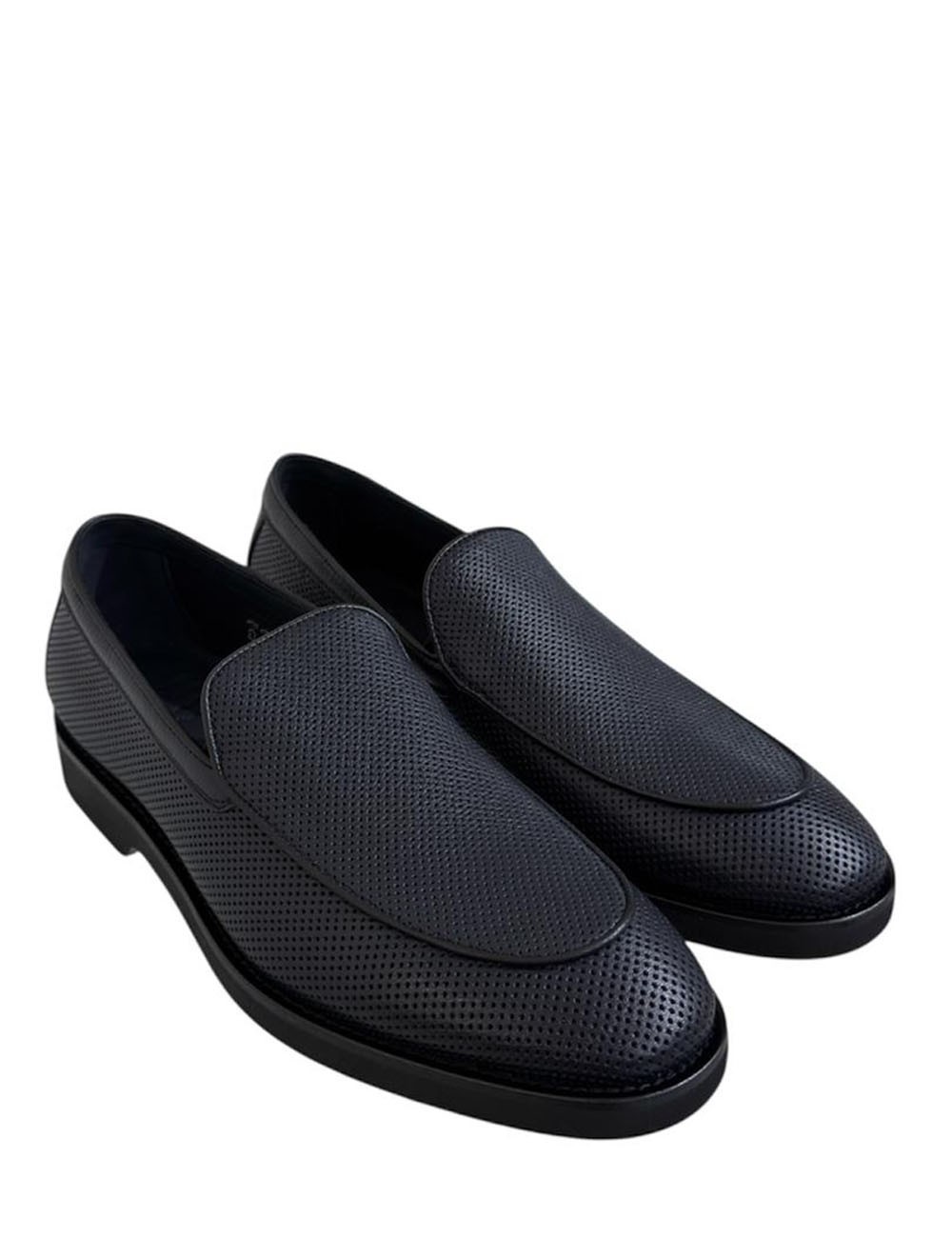 Mocassino traforato LOS ANGELES in pelle blu