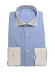 Camicia collo francese celeste polsini bianchi