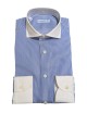 Camicia collo francese a righe azzurro polsini bianchi