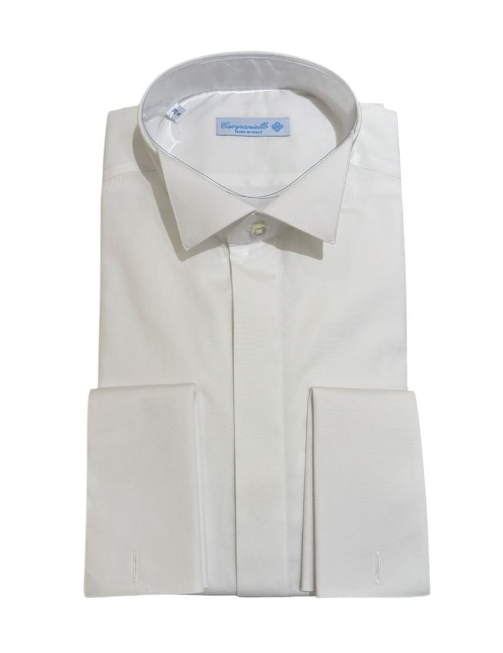 Camicia collo davis polso gemello tinta unita bianca