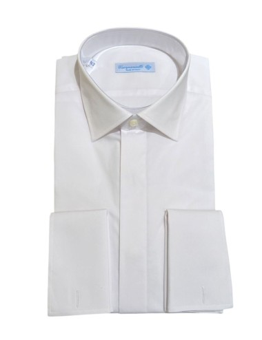 Camicia collo JN polso gemello tinta unita bianca