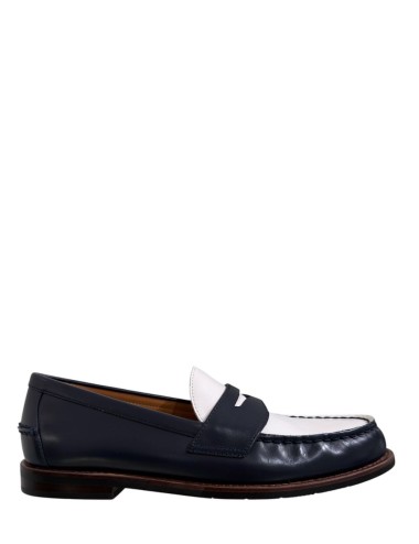 Mocassino in pelle bianco blu