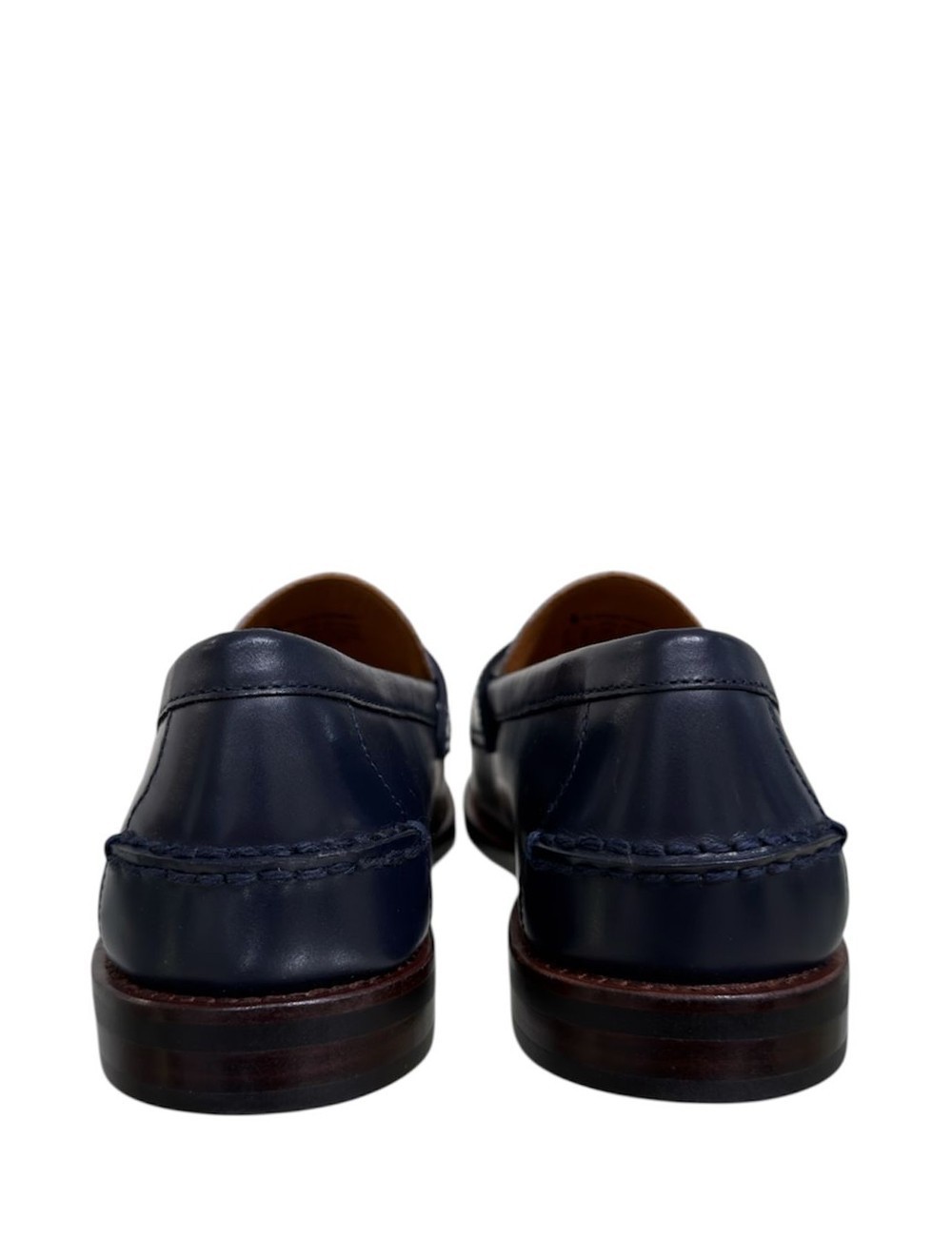 Mocassino in pelle bianco blu