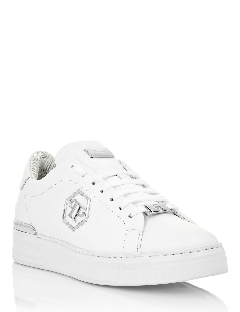 Leather Lo-Top Sneaker Hexagon white