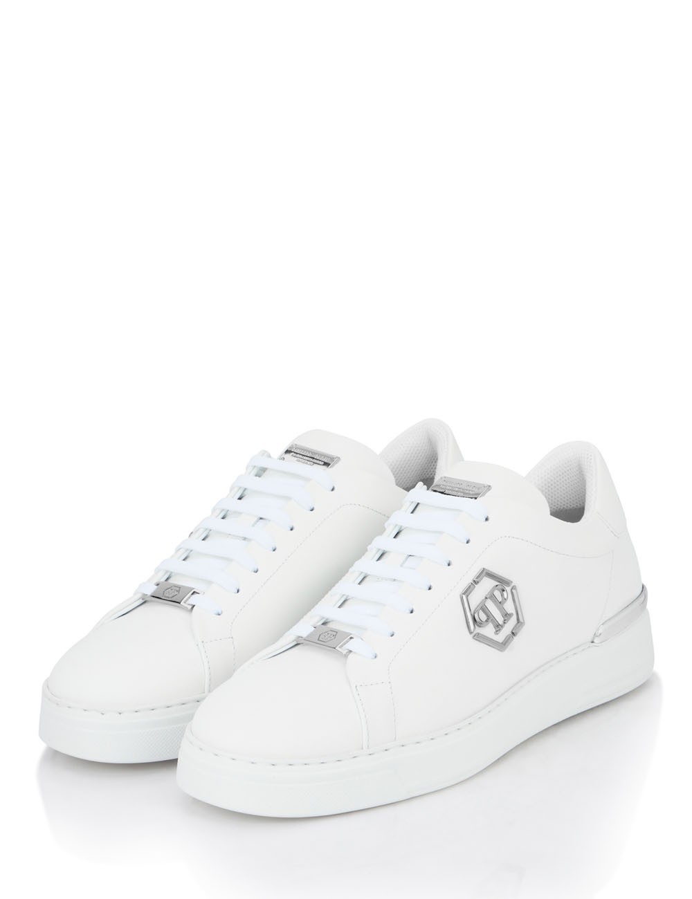 Leather Lo-Top Sneaker Hexagon white