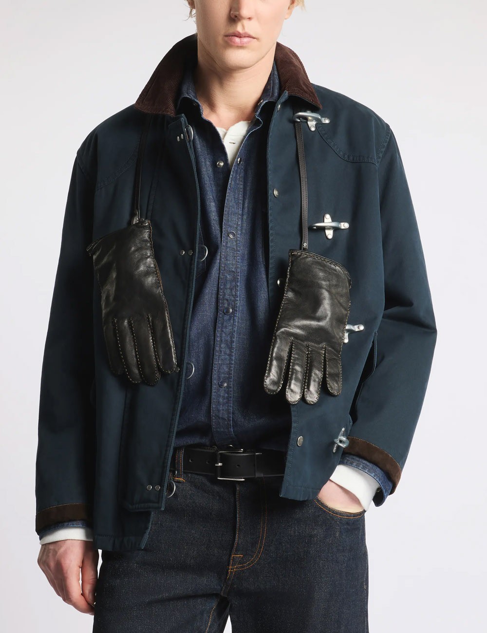 4 Ganci in cotton gabardine blue
