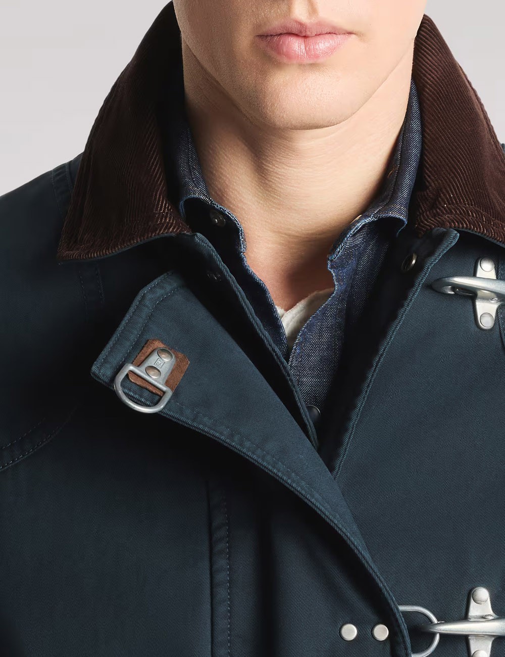 4 Ganci in gabardine di cotone blu