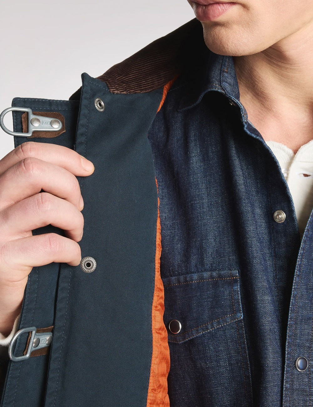 4 Ganci in cotton gabardine blue