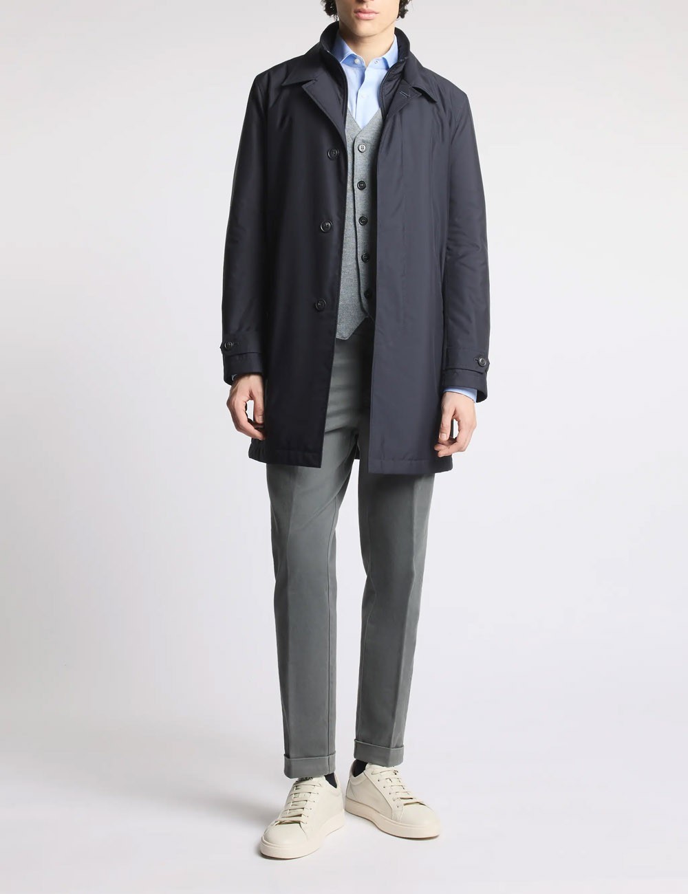 Morning Coat in popeline tecnico blu