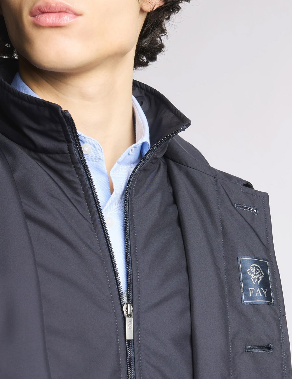 Morning Coat in technical poplin blue