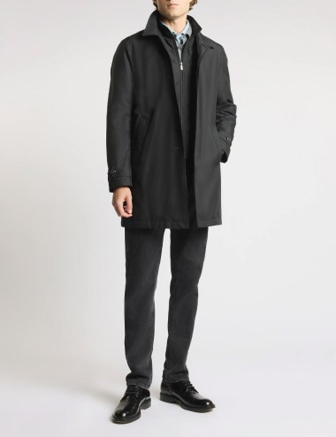 Morning Coat in popeline tecnico nero