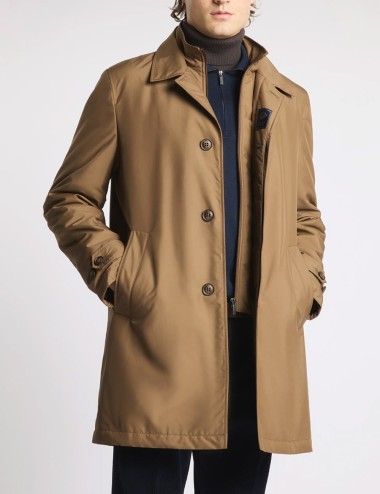 Morning Coat in popeline tecnico marrone