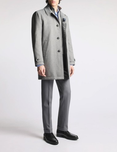 Morning Coat in mélange technical twill grey