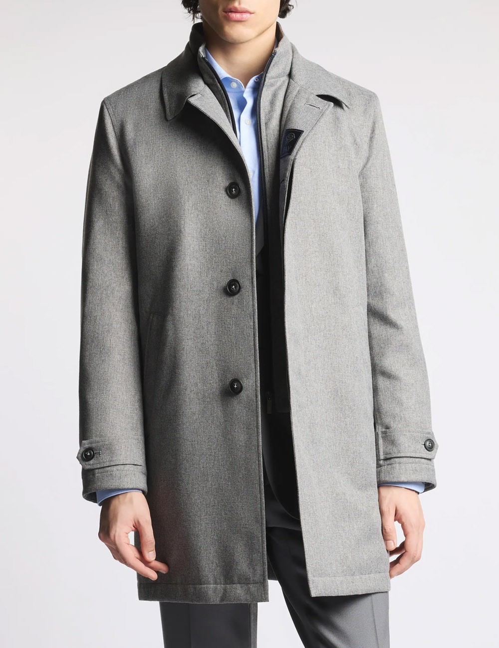 Morning Coat in mélange technical twill grey