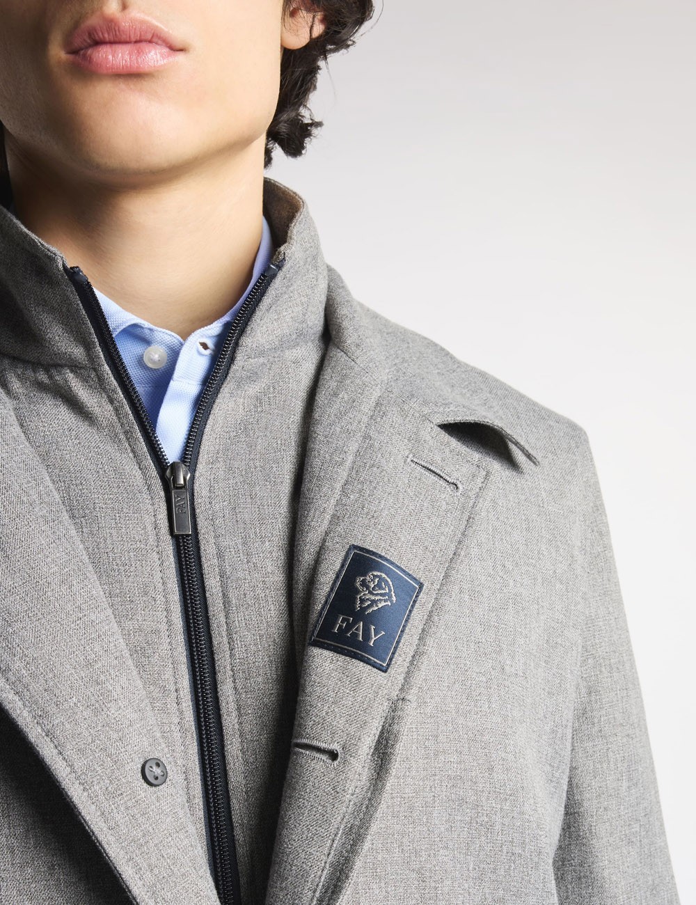 Morning Coat in saia tecnica mélange grigio