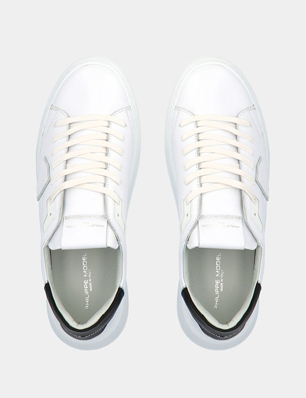Sneakers Temple Veau - Blanc Noir